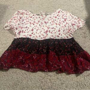 Jun & Ivy Tiered Babydoll top Floral Cottagecore prairie boho coquette Size S